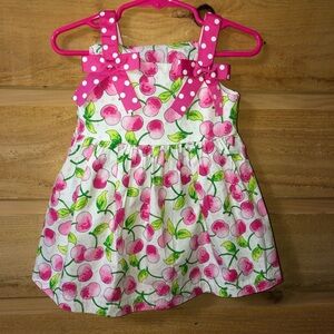 Allison Ann 12 Months dress white / pink cherries 2 pc